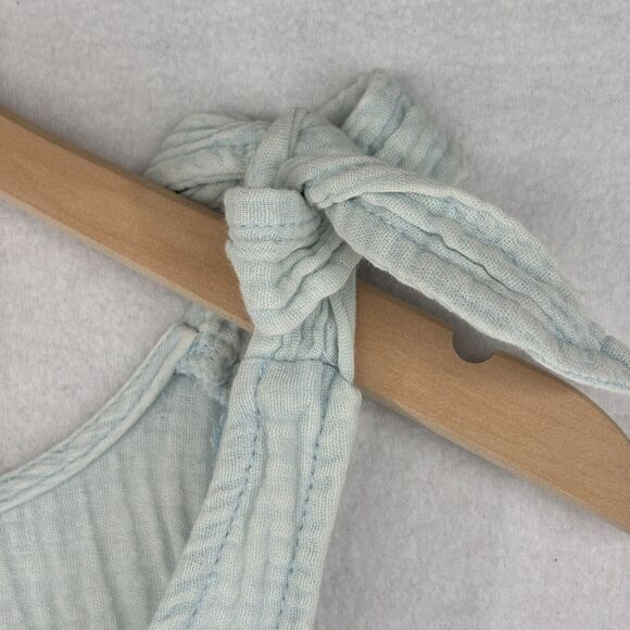 CUPIO Dress XS BLUSH Cotton Crinkled Gauze Tank Tiered Maxi Sleeveless Blue NEW - Picture 5 of 14